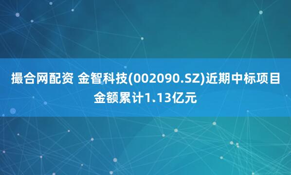 撮合网配资 金智科技(002090.SZ)近期中标项目金额累计1.13亿元