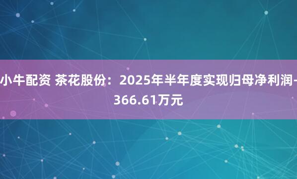 小牛配资 茶花股份：2025年半年度实现归母净利润-366.61万元